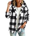 thumbnail image 6 of Lmnyox Fleece Jackets for Women Casual Plaid Button Down Hooded Coats Winter Cozy Long Sleeve Jackets, 6 of 9