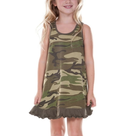 Kavio! Little Girls 3-6X Camouflage A-Line Tank Dress Camo Army Green 4