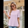 thumbnail image 4 of Blusas de Mujer 2025, Camisetas Casuales de Acampanada, Camisetas Básicas de Verano con Cuello Redondo, Blusas Lindas, Moradas, XXL, 4 of 7