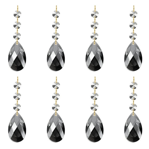Uxcell Teardrop Crystal Chandelier Pendants Beads, 8 Pack 100mm Length 38mm Prisms Parts Beads Electroplating Gray