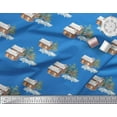 thumbnail image 2 of Soimoi Blue Heavy Canvas Fabric Pine Tree & Cottage Nature Fabric Prints By Yard 58 Inch Wide, 2 of 3
