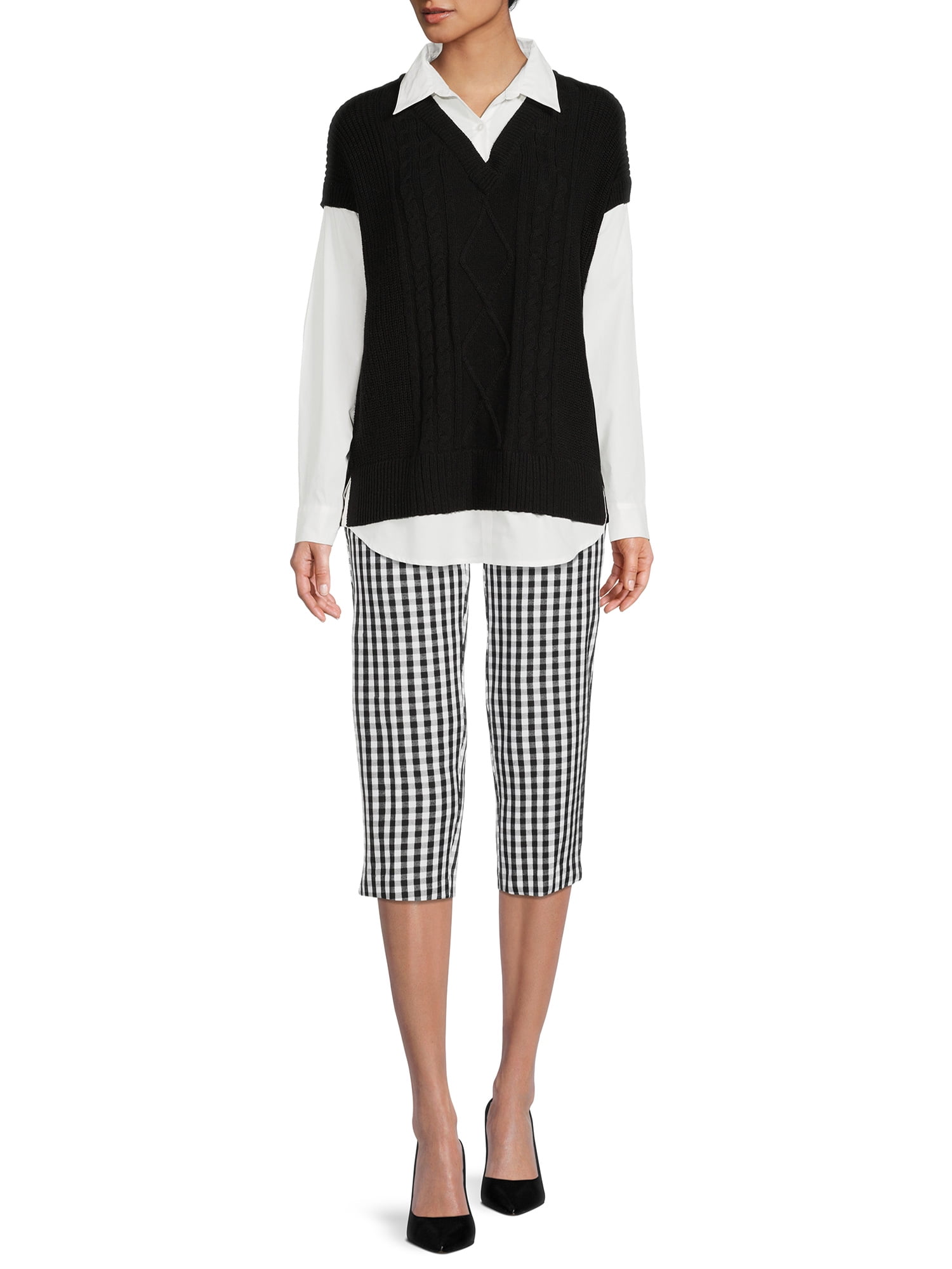 Time and Tru Women's 2-in-1 Sweater Vest - Walmart.com