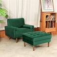 thumbnail image 2 of Vesgantti Large Ottoman, Tufted Coffee Table Ottoman for Living Room, Oversized Upholstered Velvet Ottomans Bench, 32 inch Ottoman Foot Rest for Bedroom, Green, 2 of 7