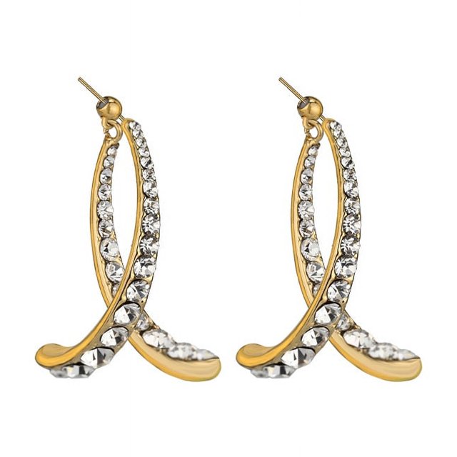 Pendientes de diamantes con destellos coreanos y aguja plateada Pendientes geométricos sencillos con forma de cola de pez y cruz en forma de arco