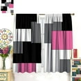 thumbnail image 2 of Pink and Black Curtains Gray White Geometric Silver Dark Abstract Square Art Curtain with Rod Pocket for Bedroom Living Room Home Decor Drapes Window Treatments 2 Panels Set 42x54, 2 of 3