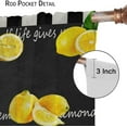 thumbnail image 5 of Fresh Lemon Kitchen Curtains, Vintage Black White Buffalo Plaid Rustic Fruit Stamp Print Rod Pocket Window Treatments for Living Room Bedroom Cafe 84x84in, 5 of 5
