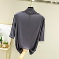 thumbnail image 2 of HAiming Womens Tops Mock Turtleneck Half Sleeve Soft Stretchy Basic Clothes Elbow Length Base Layer Blouse, 2 of 3