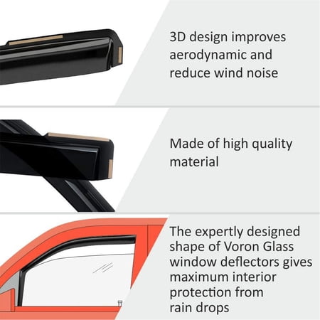 Voron Glass in-Channel Extra Durable Rain Guards for Chevrolet (Chevy) Express Van 1996-2023/GMC Savana 1996-2023, Window Deflectors, Vent Window Visors, 2 Pieces - 210217