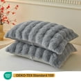 thumbnail image 3 of LIFEREVO Pack of 2 Fluffy Faux Rabbit Fur Pillowcases, Elegant Cute Plush Shaggy Bubble Bed Pillow Cases King Size Zipper Closure, Home Decorative Furry Fuzzy Long Pillow Shams 20x36, Light Grey, 3 of 7