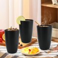 thumbnail image 4 of 8 Pack Wheat Straw Cups Plastic Cups Unbreakable Drinking Cup Reusable,Plastic Drinking Tumblers Dishwasher Safe Water Glasses,Drinking Cup for Kitchen Home Parties (16 OZ) (Black), 4 of 9