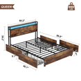 thumbnail image 2 of Bed Frame with 4 Storage Drawers & Headboard Metal Platform Bed with LED Lights USB Ports & Outlets Non-Slip Strong No Box Spring Needed, 2 of 8