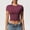 Wine, variant on pstuiky Womens Casual Tops Trendy Short Sleeve Solid Color Dry Fit Women's Clothing Lightweight Loose Fit Crew Neck Spring Tops Work Blouses for Women