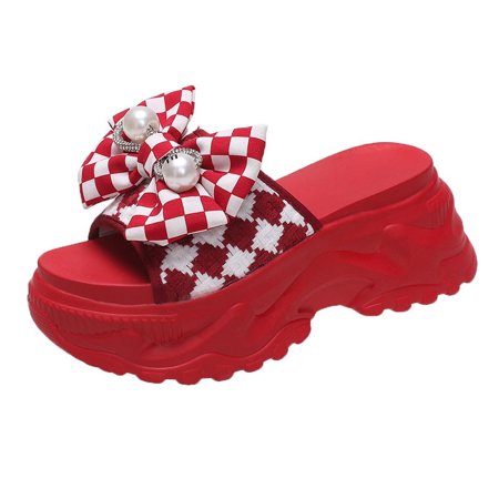 

Fresh Style Thick Bottom Slippers for Women Spring and Summer New Korean Style Cute Big Bow for Wear
