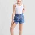 thumbnail image 2 of ZACPNCV Jean Shorts for Girls High Waisted Casual Denim Shorts Elastic Waist Ruffle Shorts Kids Summer Beach Jeans Blue 6-7 Years, 2 of 9