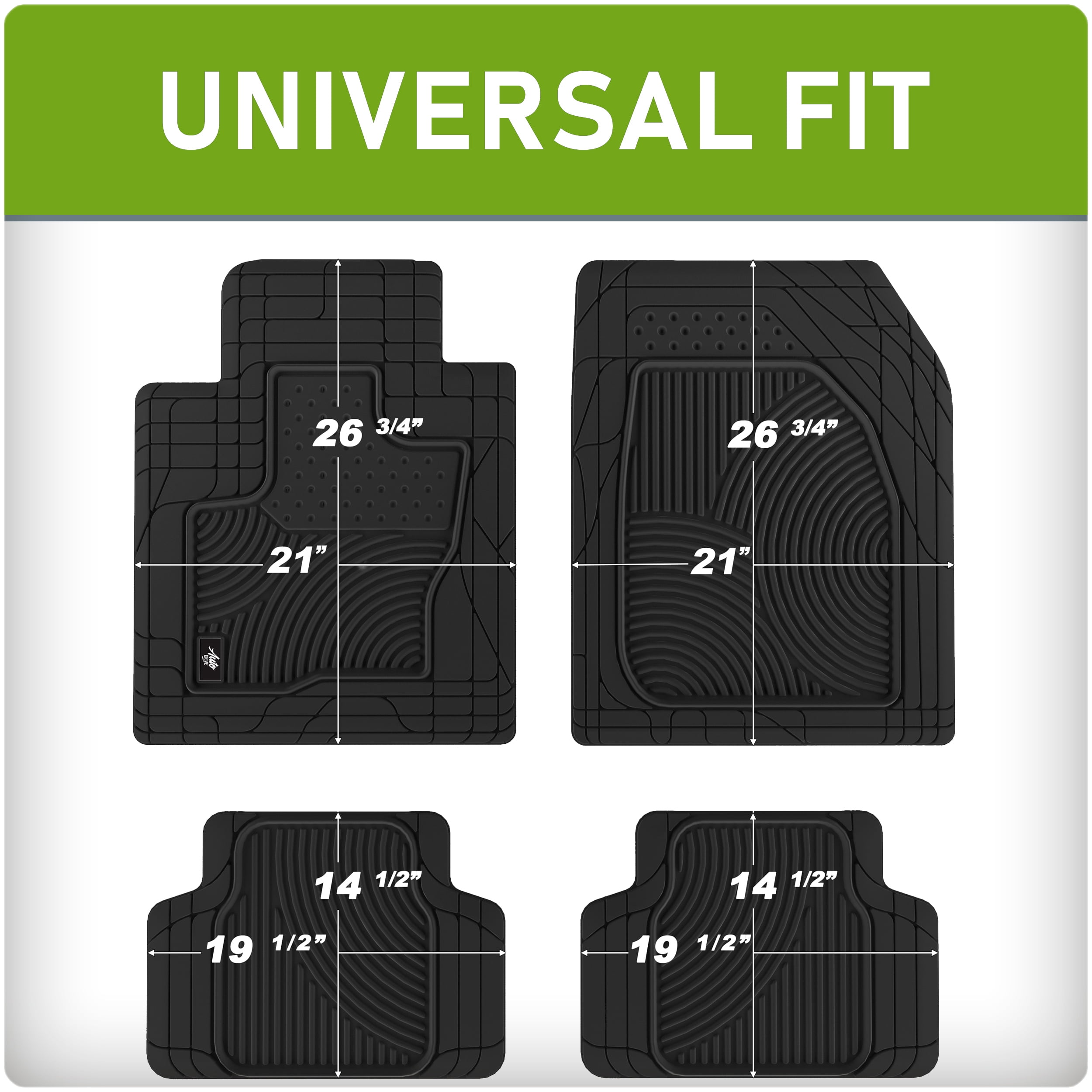 Auto Drive 4 Piece Black Custom Fit Rubber Floor Mats for SUV and Crossover, 82321WDI