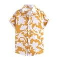 thumbnail image 1 of Camisas Manga Larga Hombre Camisa de manga corta con solapa y hebilla de bolsillo con impresión digital 3D para hombre (Yellow, XXL), 1 of 7