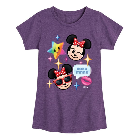 Disney Emoji - Minnie Assorted Emojis - Toddler And Youth Girls Short Sleeve Graphic T-Shirt