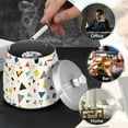 thumbnail image 4 of Yayeee Ashtray with Lid for Cigarette Smokeless Stainless Steel Home Ash Holder, Retro Triangles, 4 of 7
