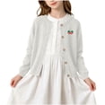 thumbnail image 2 of Mifsaly Girls Long Sleeve Cardigan Sweater Button Down Knit Cardigans Lightweight Cute Strawberry Embroidery Casual Fall Winter Warm School Outerwear, 2 of 9