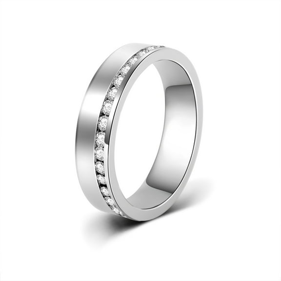 Wide Eternity Band Ring, Thumb Ring with AAAAA Cubic Zirconia, Wedding Band Ring, 5.2mm Width