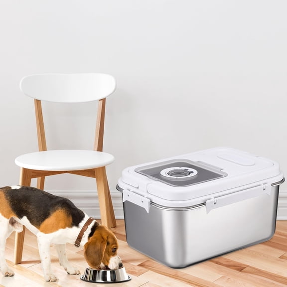 Stainless Steel Dog Food Storage Container with Airtight Lid and Scoop - 18 lb Large Capacity Pet Food Bin for Dry Kibble