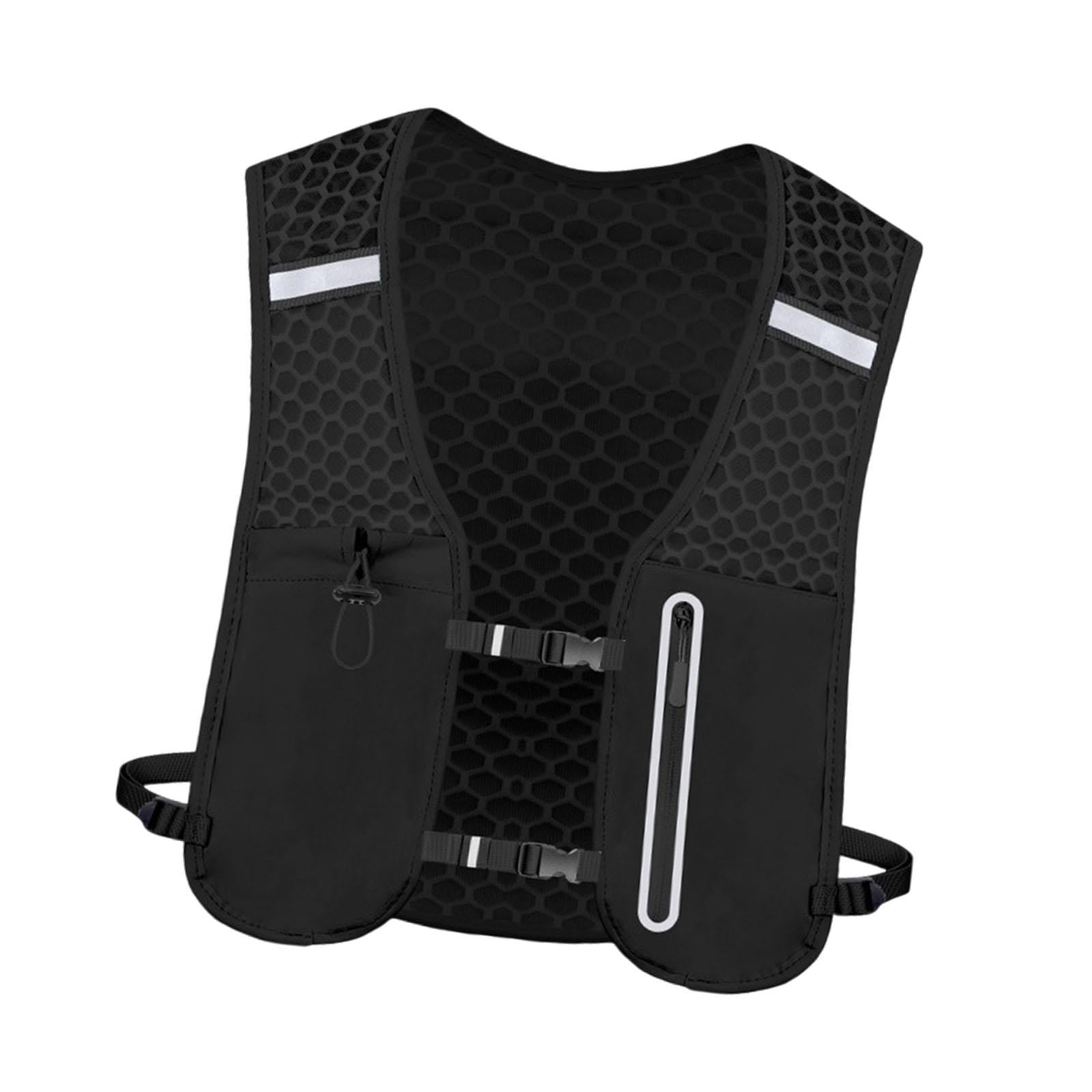 QccHieUs Running Vest Pack 2 L with Adjustable Waistband Outdoor Sports Bag for Women Men black