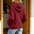 thumbnail image 4 of XAOFW Knit Hoodies For Women Solid Color Long Sleeve Hooded Sweatshirt Autumn Winter Relaxed Fit Pullover Hoodie With Pockets Trendy· Tops XL, 4 of 6