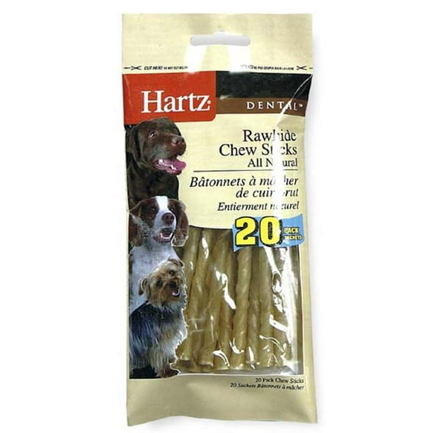 Hartz 20 Pack Sticks Dentaires Naturels en Cuir Brut 83356