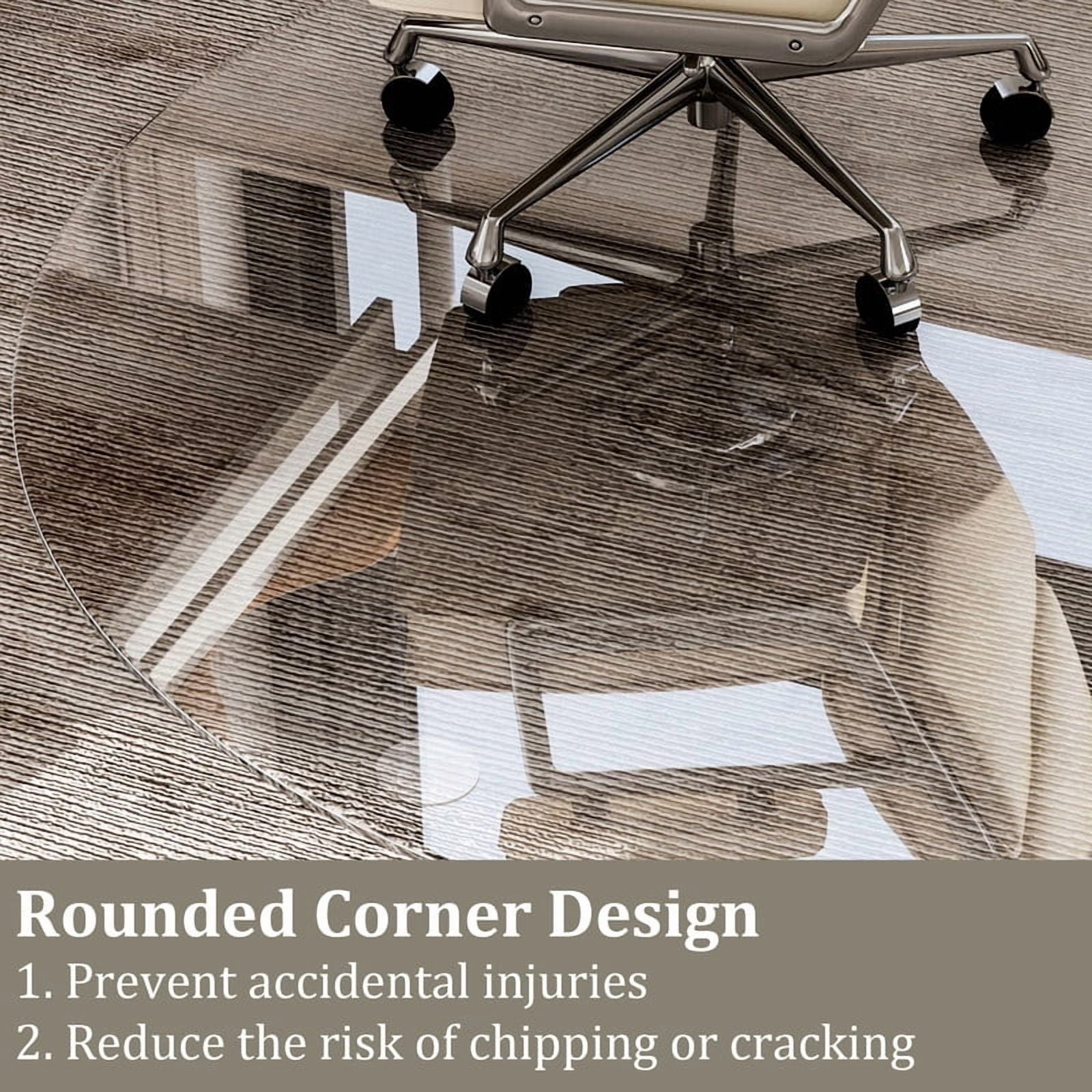 Mirrasia 46" Round Tempered Glass Floor Mat Heavy Duty Hard Office Chair Mat,Clear