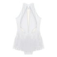 thumbnail image 6 of Haitryli Girls Sequined Tassel Latin Jazz Dance Dress Sleeveless Rhinestone Ballet Leotard Salsa Rumba Costume White 14, 6 of 7