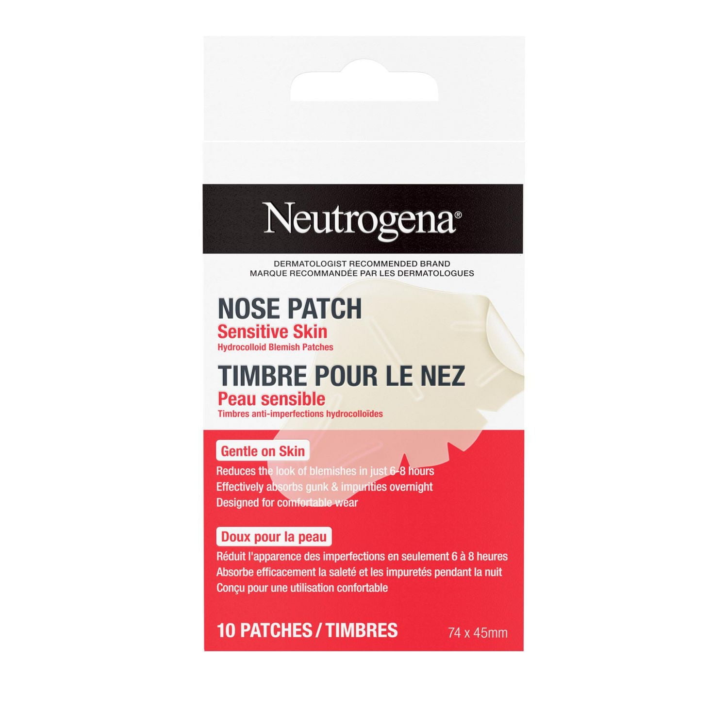 Neutrogena Sensitive Skin Nose Patches, Hydrocolloid Skincare, Reduce Blemish size & absorb Impurities, 10 count