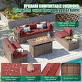 thumbnail image 5 of Clouddwell 8 Piece Patio Furniture Set with 44” Fire Pit Table Wicker Rattan Patio Conversation Set Outdoor Sectional Sofa Set with Coffee Table and Blue Cushions(Waterproof Cover Included), 5 of 9