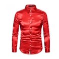 thumbnail image 1 of 2XL Camisas casuales de color sólido para hombres Camisas de manga larga con solapa brillante a la moda para hombres, 1 of 4