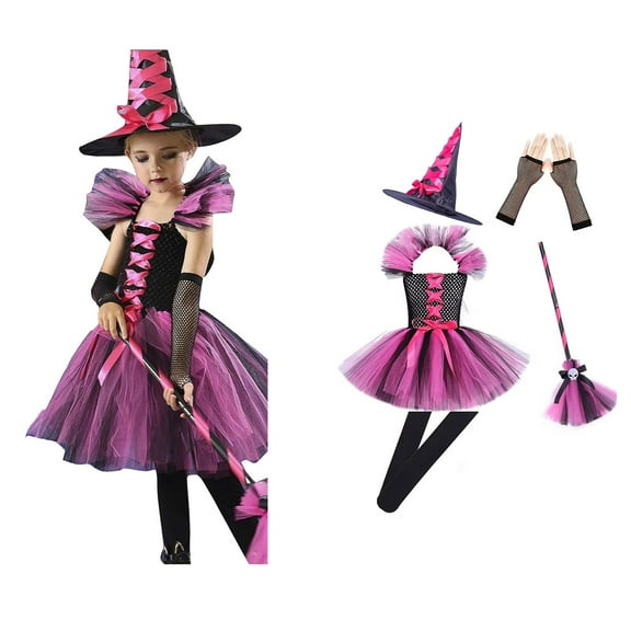 Witch Outfits Girls Tulle Dress Girl Witch Outfits Halloween Outfits 5-6 Years Children Girls Dress
