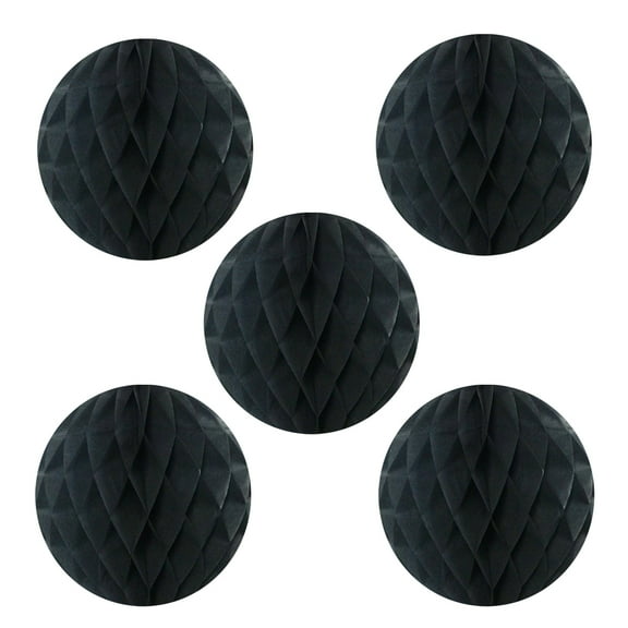Wrapables® 6" Set of 5 Tissue Honeycomb Ball Party Decorations for Weddings, Birthday Parties, Baby Showers, and Nursery Décor, Black