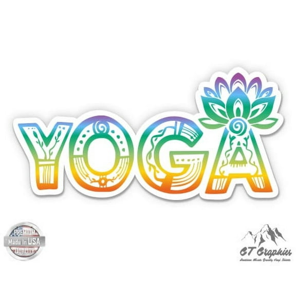 Yoga Om Lotus Colorful - 3" Vinyl Sticker - For Car Laptop I-Pad Phone Helmet Hard Hat - Waterproof Decal