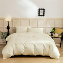 DBOZE 3 Pieces Satin Duvet Cover With Zipper Closure Bedding Sets 1800 Series Luxury Rich Silk Silky Super Soft Solid Color Reversible Honeymoon Wrinkle Free (King, Beige)