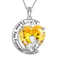 thumbnail image 1 of Juwaliy Collar de Luna Amor Corazón Madre E Hija Plata de Ley 925 Citrino Amarillo Piedra de Nacimiento de Noviembre Dije Joyería Mujer Mamá Regalo de Navidad Cumpleaños para Hija, 1 of 7