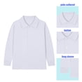 thumbnail image 2 of CINVREST Boys Girls School Uniform Polo-Collar Long Sleeve Button Tees Back To School Comfy Soft Casual Polos Shirt 2-15Y (3T, White), 2 of 4