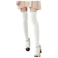 thumbnail image 2 of Crew Socks for Women Athletic New Women Lady Warm Thigh High Long Stockings Knit over Knee Lace Socks Style B-92 White One Size, 2 of 5