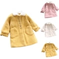 thumbnail image 4 of Ahdbta Little Girls Peacoats Fleece Winter Warm Lapel Jacket Single Breasted Long Sleeve Solid Trench Coats with Pockets, 4 of 4