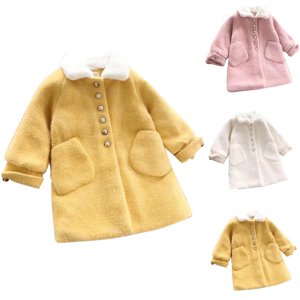 Enfants Vestes Filles Yourumao Filles Long Peacoat Robe Manteau d'hiver Veste chaude manches longues Button Trench Coat Pockets Faux Laine Lapel Vêtements de dessus 4-14 ans Rose,9 Années