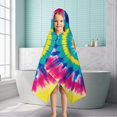 thumbnail image 6 of Colorful Rainbow Tie Dye Spiral Pattern Hooded Bath Towel，50"x30" for Ages 3 To 12 Kids, Quick Dry Lightweight Soft Microfiber Hood Beach Towel Cover Up for Kids, 6 of 7