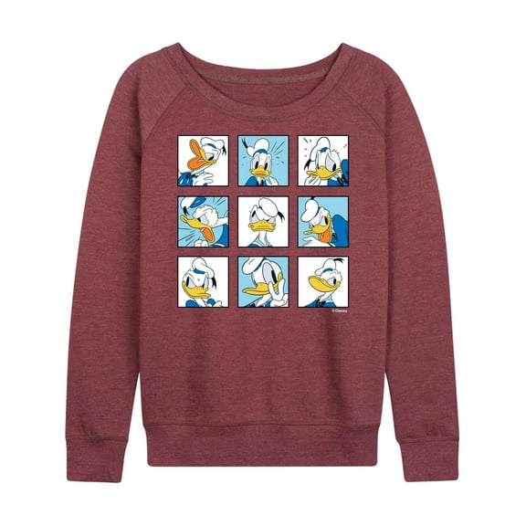 Mickey & Friends - Donald Grid - Women's Lightweight French Terry Long Sleeve Shirt