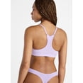 thumbnail image 3 of No Boundaries Cotton and Pointelle Thong Panties, 3-Pack, Women's XS-XXXL, 3 of 7
