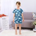 thumbnail image 7 of Clouds Star Pattern Summer Pajama Set Soft Cotton Short Sleeve Sleepwear 2PCS Pajama Sets Breathable Lounge Set Size 6Y, 7 of 7
