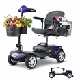 thumbnail image 3 of 4 Wheel Mobility Scooter, Foldable Lightweight Electric Wheelchair with LED Lights,360° Swivel Seat, Portable Power Mobile,300 lbs Max with Charger & Basket for Adult & Elderly– Purple, 3 of 9