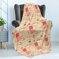 thumbnail image 4 of Old School Soft Flannel Fleece Throw Blanket, Nostalgic Bicolour Continuous Pattern Retro Gaming Objects Print, Cozy Plush for Indoor and Outdoor Use, 50" x 60", Dark Peach and Cream, by Ambesonne, 4 of 5