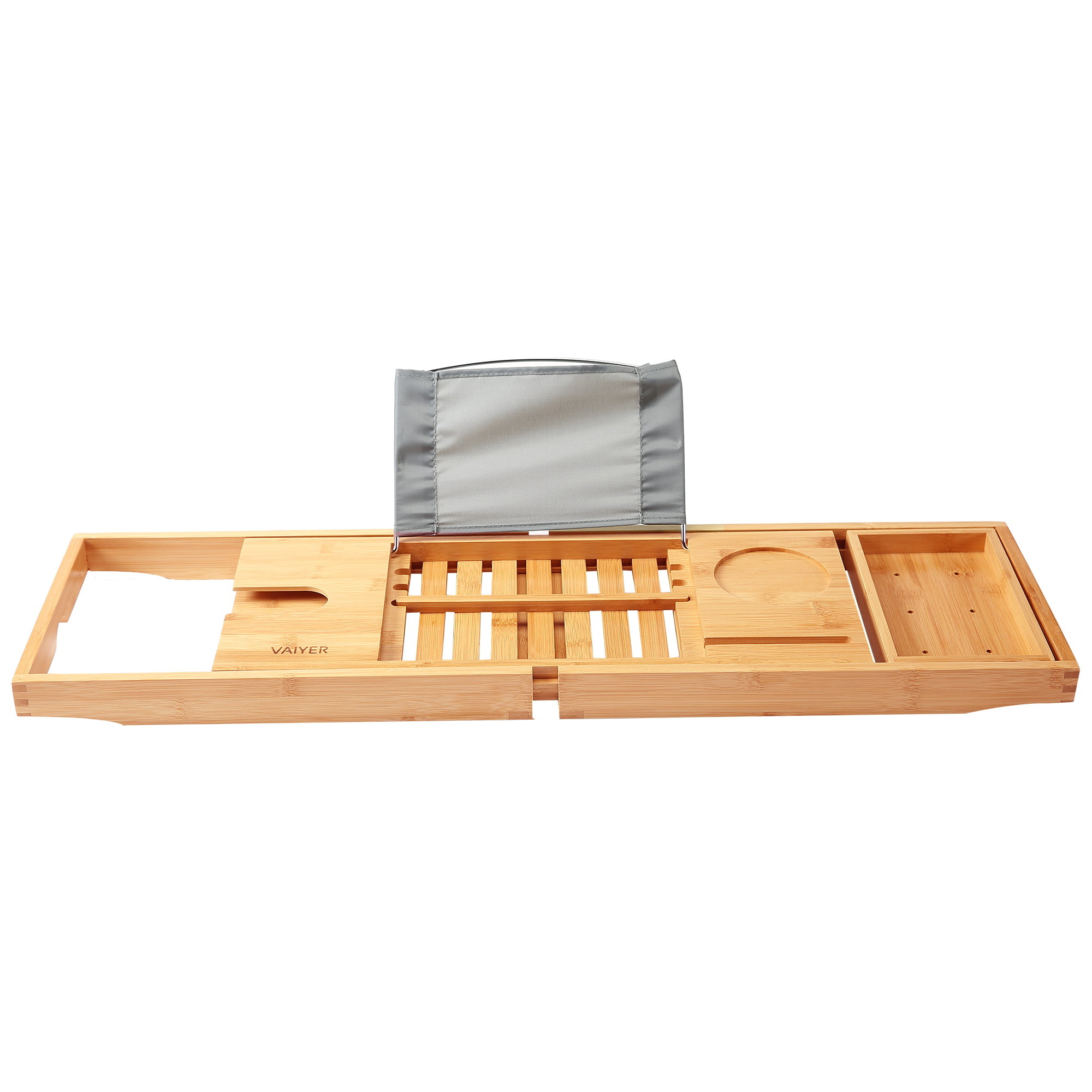 Bamboo Bathtub Caddy Shelf With Extendable Stainless Sides Serving Board Rack 