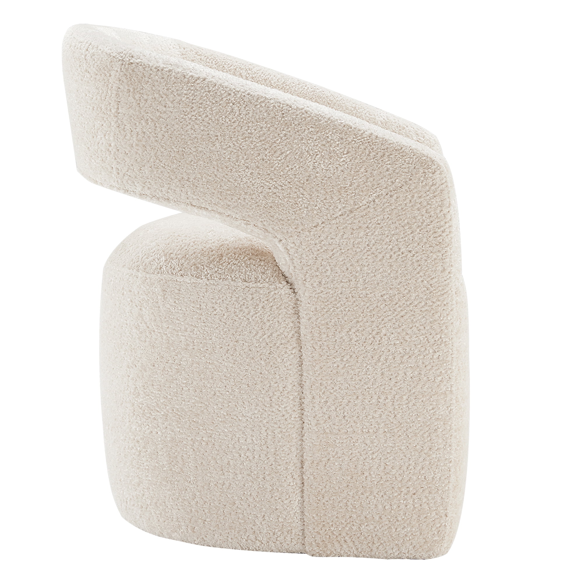 CHITA Modern Dining Chair with Caster Wheels & Open Back, Upholstered Dining Room Chairs, Fabric in Beige